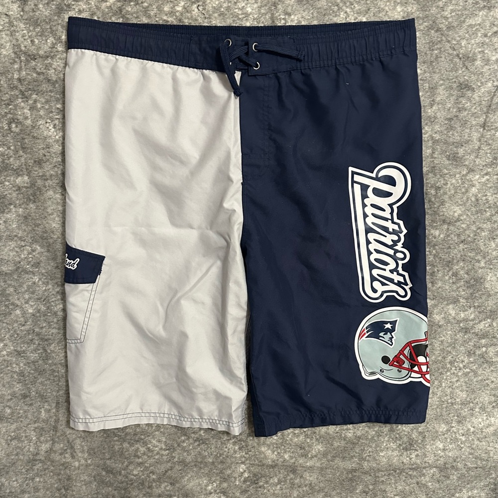 New England Patriots Board Shorts Boys 18 20 Blue Swim Trunks Youth Beach